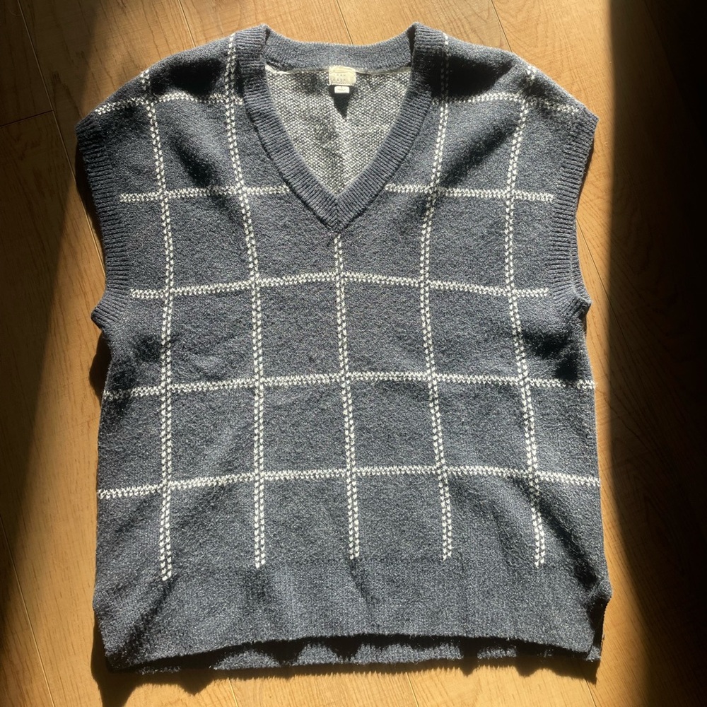 a new day Women's V-Neck Sweater - Blue Checkered